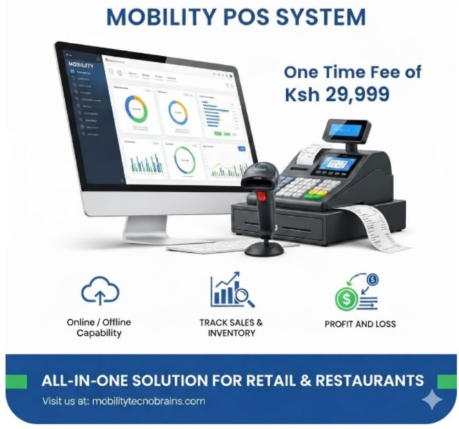 Modern point of sale system with tablet display showing sales dashboard in retail store